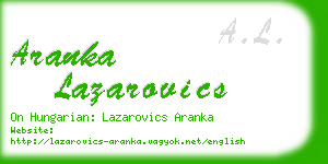 aranka lazarovics business card